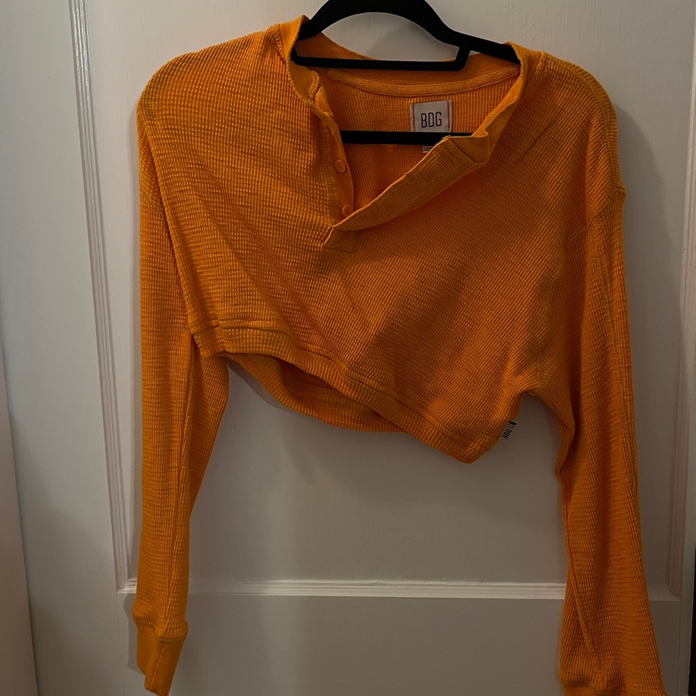 Orange, long sleeve waffle top from urban outfitters BDG